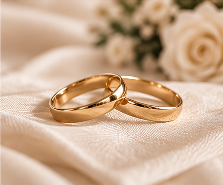 Anillos de boda sobre tela ivory